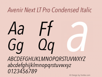 Avenir Next LT Pro Condensed Italic Version 1.00图片样张