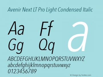 Avenir Next LT Pro Light Condensed Italic Version 1.00图片样张