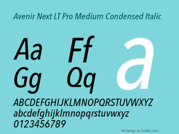 Avenir Next LT Pro Medium Condensed Italic Version 1.00图片样张