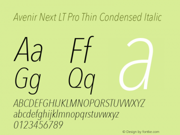 Avenir Next LT Pro Thin Condensed Italic Version 1.00图片样张