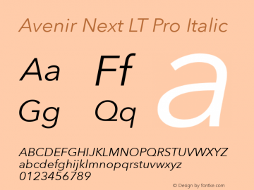 Avenir Next LT Pro Italic Version 1.00图片样张