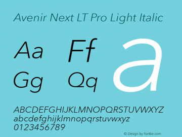 Avenir Next LT Pro Light Italic Version 2.00图片样张