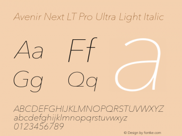 Avenir Next LT Pro Ultra Light Italic Version 1.00图片样张