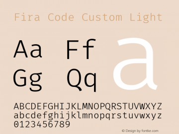 Fira Code Custom Light Version 5.002图片样张