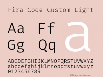 Fira Code Custom Light Version 5.002图片样张