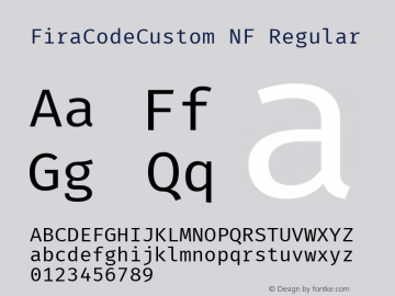 Fira Code Custom Regular Nerd Font Complete Windows Compatible Version 5.002图片样张