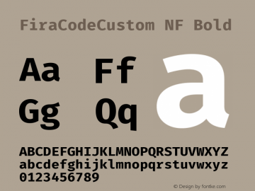Fira Code Custom Bold Nerd Font Complete Windows Compatible Version 5.002图片样张