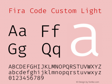 Fira Code Custom Light Version 6.002图片样张
