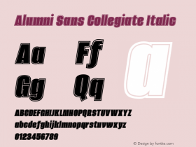 Alumni Sans Collegiate Italic Version 1.006; ttfautohint (v1.8.3)图片样张