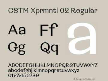 CSTM Xprmntl 02 Version 1.000;PS 1.0;hotconv 1.0.88;makeotf.lib2.5.647800图片样张