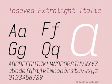 Iosevka Extralight Italic Version 11.0.1; ttfautohint (v1.8.3)图片样张