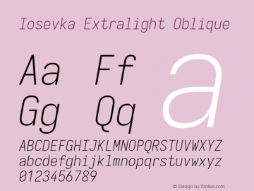 Iosevka Extralight Oblique Version 11.0.1; ttfautohint (v1.8.3)图片样张