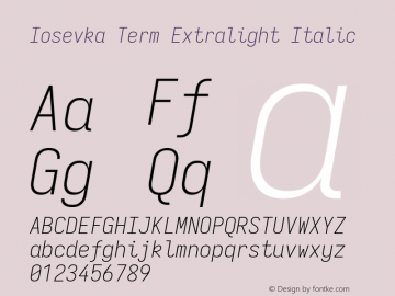 Iosevka Term Extralight Italic Version 11.0.1; ttfautohint (v1.8.3)图片样张