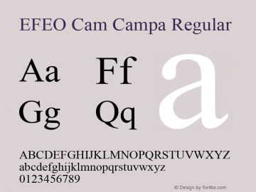 EFEO Cam Campa Version 1.00;October 26, 2017;FontCreator 11.0.0.2403 64-bit图片样张