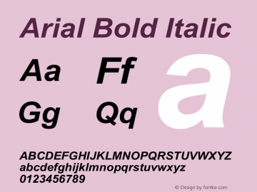 Arial Bold Italic Version 7.00图片样张