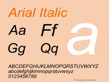 Arial Italic Version 7.00图片样张
