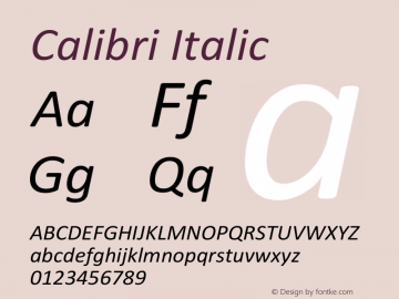 Calibri Italic Version 6.23图片样张