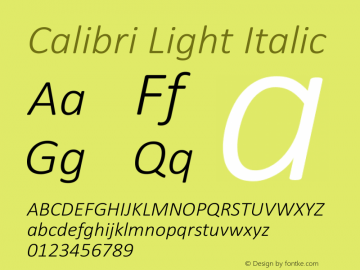 Calibri Light Italic Version 6.23图片样张