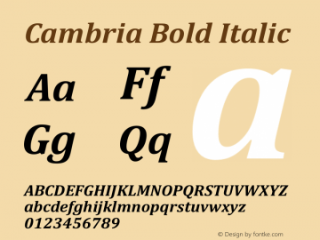 Cambria Bold Italic Version 6.98图片样张