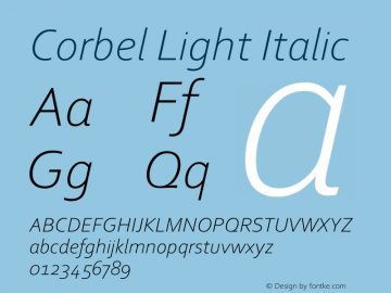 Corbel Light Italic Version 6.01图片样张