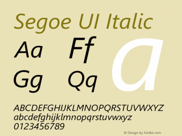 Segoe UI Italic Version 5.32图片样张