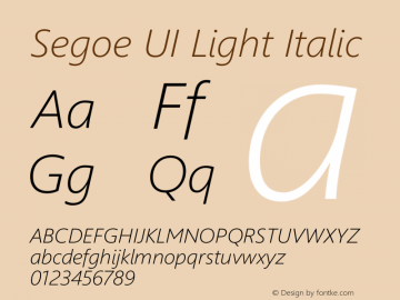 Segoe UI Light Italic Version 5.32图片样张