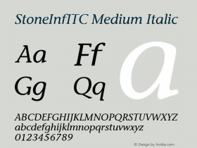 StoneInfITC Medium Italic Version 001.000 Font Sample