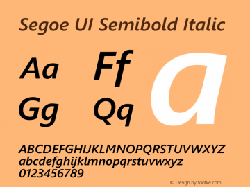 Segoe UI Semibold Italic Version 5.32图片样张