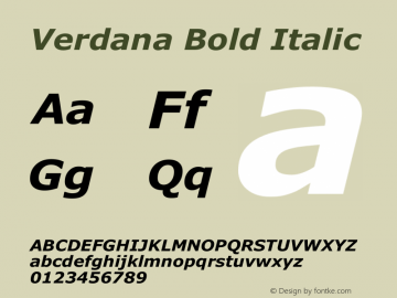 Verdana Bold Italic Version 5.33图片样张