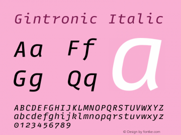 Gintronic-Italic Version 1.1 | wf-rip DC20180615图片样张
