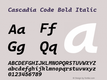 Cascadia Code Bold Italic Version 2111.001; ttfautohint (v1.8.4)图片样张