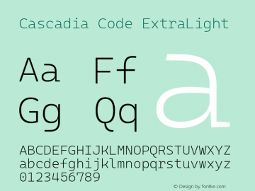 Cascadia Code ExtraLight Version 2111.001; ttfautohint (v1.8.4)图片样张