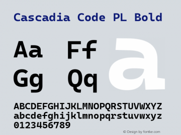 Cascadia Code PL Bold Version 2111.001; ttfautohint (v1.8.4)图片样张