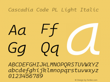 Cascadia Code PL Light Italic Version 2111.001图片样张