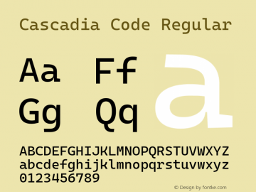 Cascadia Code Regular Version 2111.001; ttfautohint (v1.8.4)图片样张