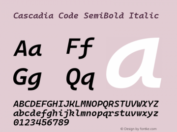 Cascadia Code SemiBold Italic Version 2111.001; ttfautohint (v1.8.4)图片样张