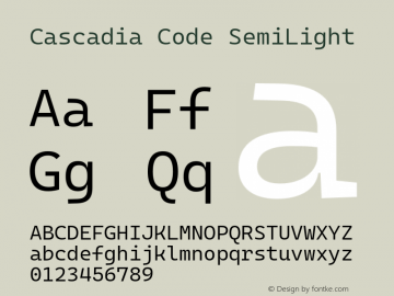 Cascadia Code SemiLight Version 2111.001图片样张