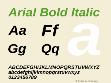 Arial Bold Italic Version 2.00.1图片样张