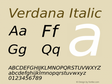 Verdana Italic Version 2.37图片样张