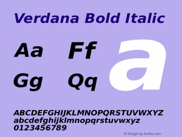 Verdana Bold Italic Version 2.37图片样张