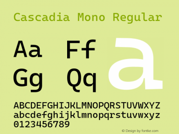 Cascadia Mono Regular Version 2111.001; ttfautohint (v1.8.4)图片样张
