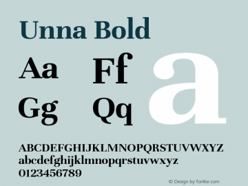 Unna Bold Version 2.006;PS 002.006;hotconv 1.0.70;makeotf.lib2.5.58329图片样张