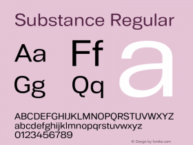 Substance Regular Version 1.002;PS 001.002;hotconv 1.0.70;makeotf.lib2.5.58329 Font Sample