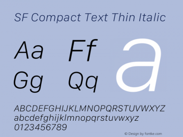 SF Compact Text Thin Italic Version 17.1d1e1图片样张