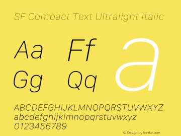 SF Compact Text Ultralight Italic Version 17.1d1e1图片样张