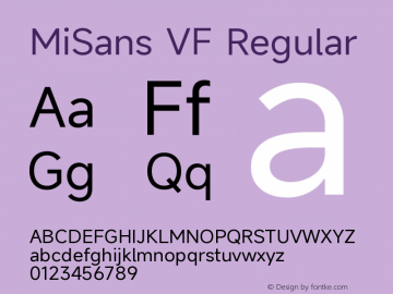 MiSans VF Version 2.000;December 29, 2021;FontCreator 14.0.0.2814 64-bit图片样张