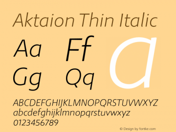 Aktaion Thin Italic Version 1.000图片样张
