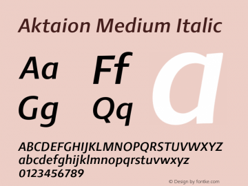 Aktaion Medium Italic Version 1.000图片样张
