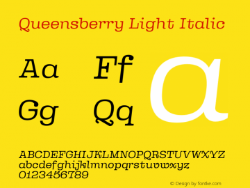 Queensberry Light Italic Version 1.000 | web-ttf图片样张