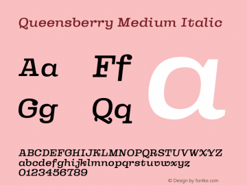 Queensberry Medium Italic Version 1.000 | web-ttf图片样张